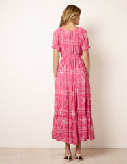 Starfish Print Tie Front Maxi Dress