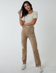 Straight Leg Pocket Detail Cargo Trousers