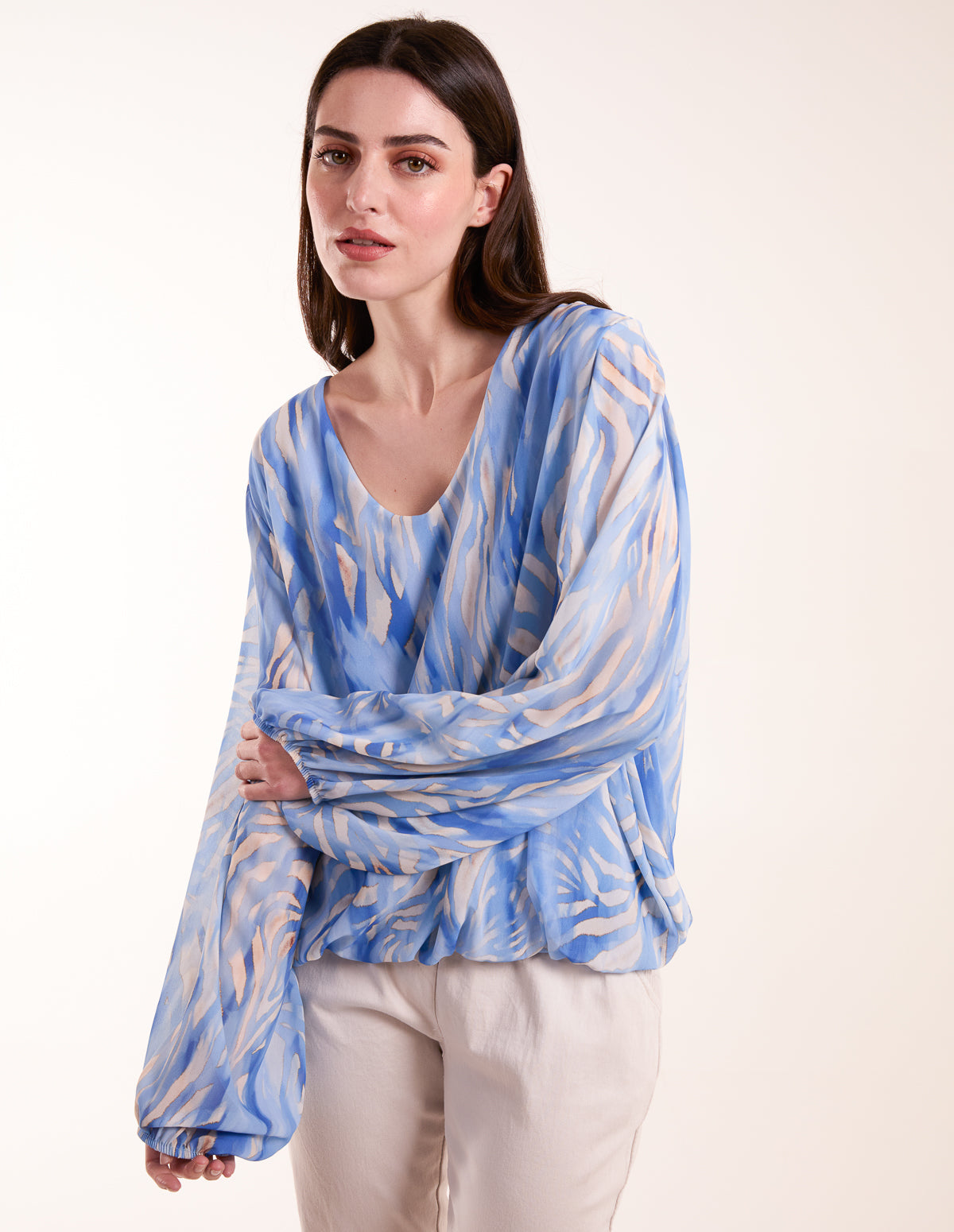 Watercolour V Neck Top