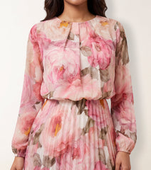 Pleated Floral Dress
