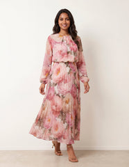 Pleated Floral Dress