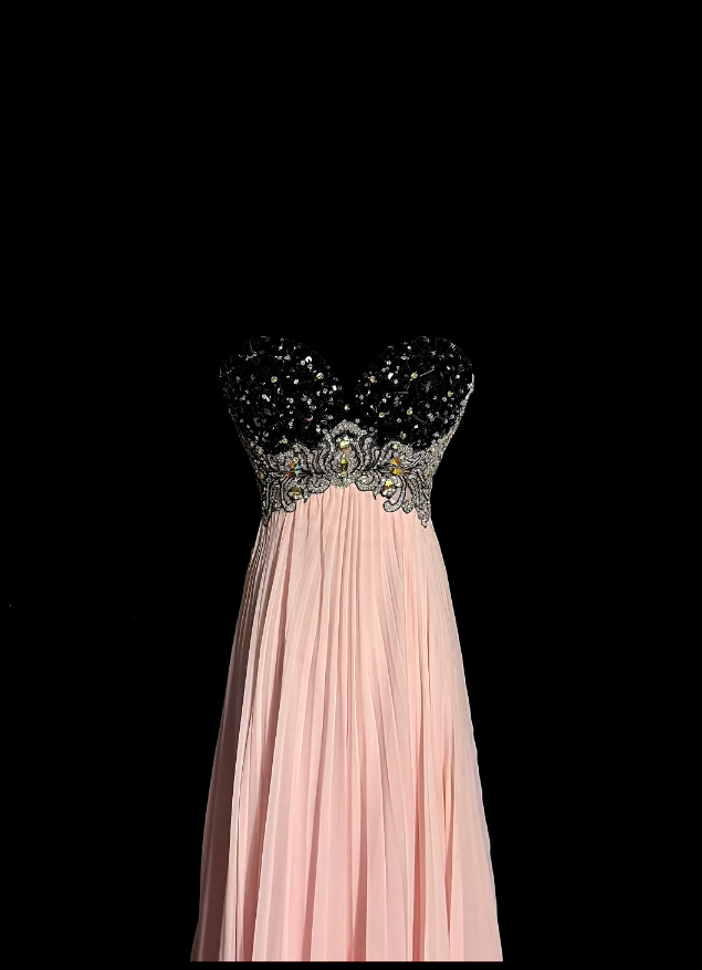 Elegant Prom Dresses A line Sweetheart Chiffon Pink With Lace Sleeveless Formal Evening Outfits N3791