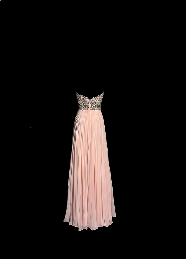 Elegant Prom Dresses A line Sweetheart Chiffon Pink With Lace Sleeveless Formal Evening Outfits N3791