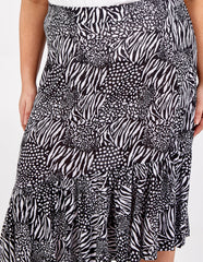 Curve Asymmetric Hem Tiered Midi Skirt