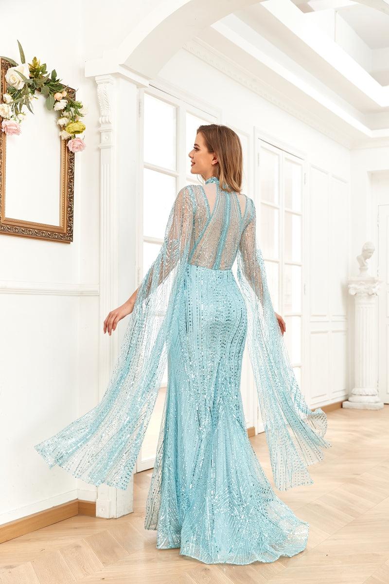 High Couture NR2260 Long Sleeve Formal Cape Dress