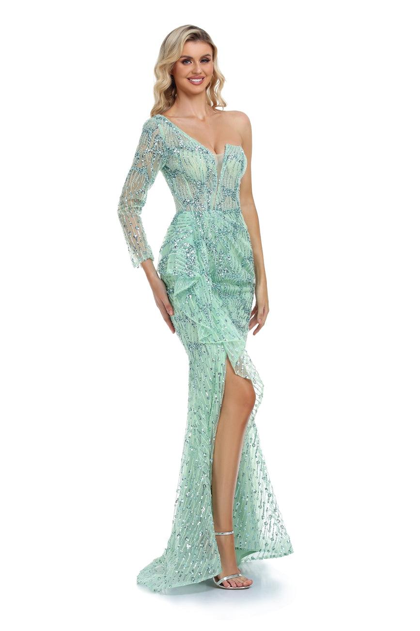 High Couture NR2268 Prom Long One Shoulder Formal Dress