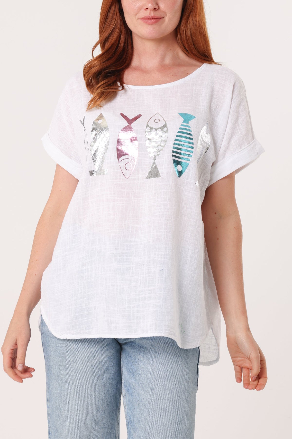 Fish Iridescent Print Top