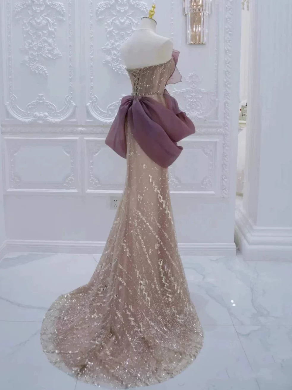 Modest Mermaid Champagne Strapless With Pleated Prom Dresses Inspiration Long Party Night Evening Dress 19th Birthday Outfits AB2269