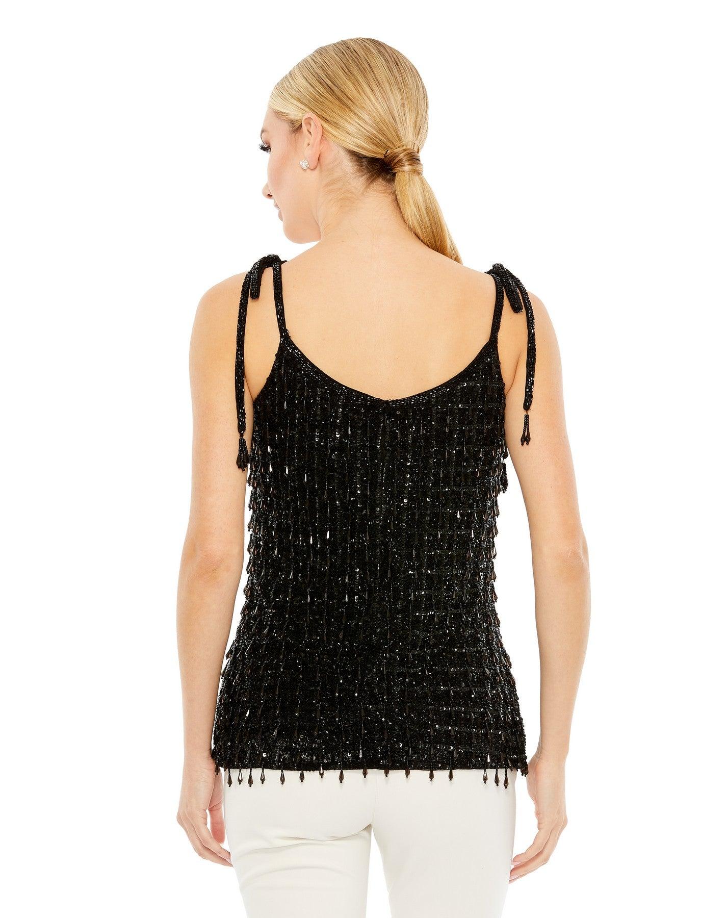 Formal Spaghetti Strap Beaded Top Beaded Bodice Mac Duggal R5697