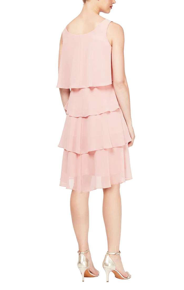SL Fashions 112296 Tiered Chiffon Jacket Short Dress