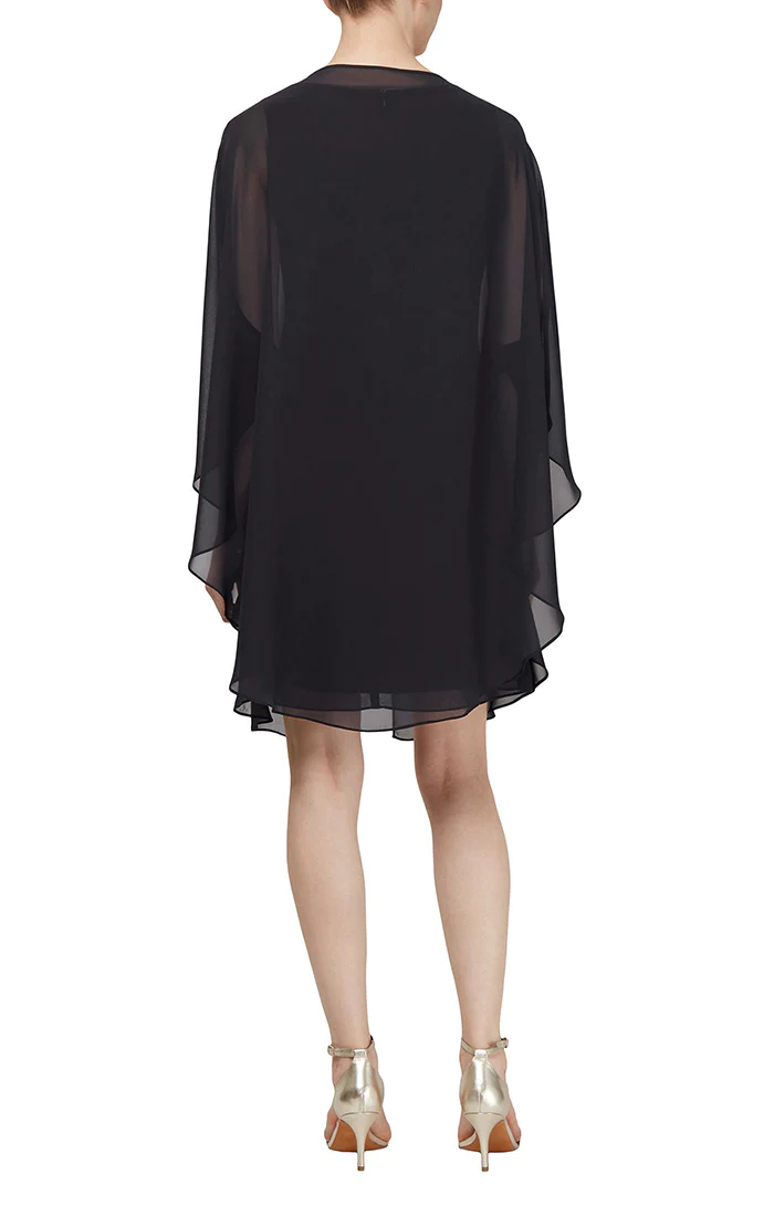 SL Fashions 112806 Short Sleeveless Chiffon Dress