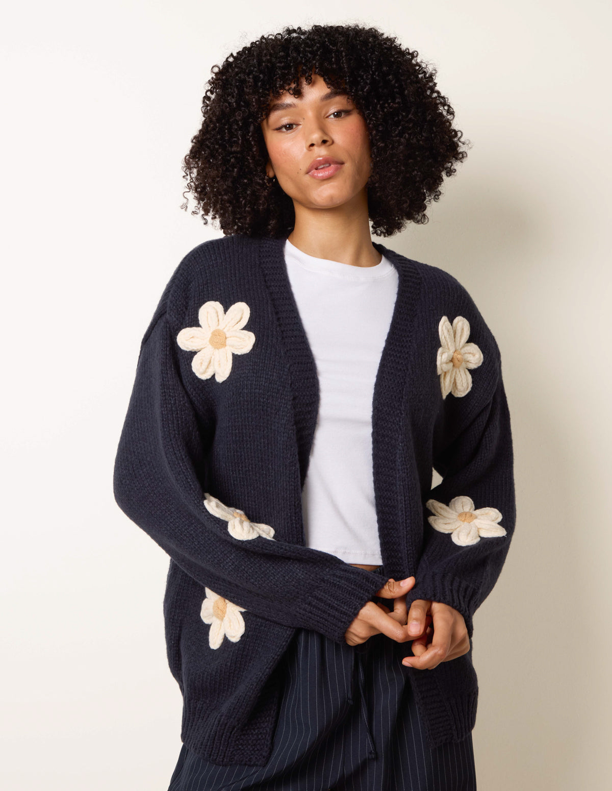 Daisy Large Flower Cardigan