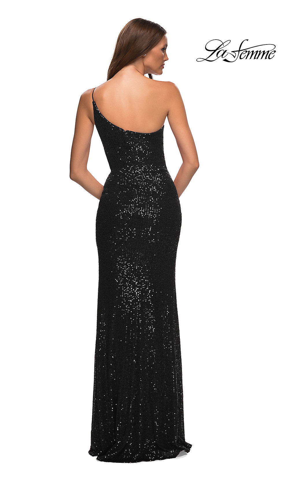 One-Shoulder Long Sequin Prom Dress by La Femme