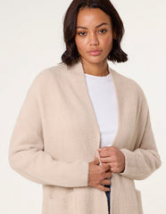 Fluffy Fleece Open Midi Cardigan