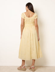 Broderie Front Tie Midi Dress