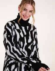 Abstract Animal Roll Neck Jumper