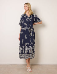 Paisley Print Belted Shirt Dress