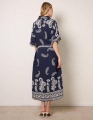 Paisley Print Belted Shirt Dress