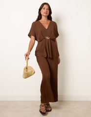 Two Piece Buckle Trouser Set