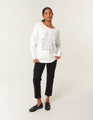 Embellished Cat Jumper