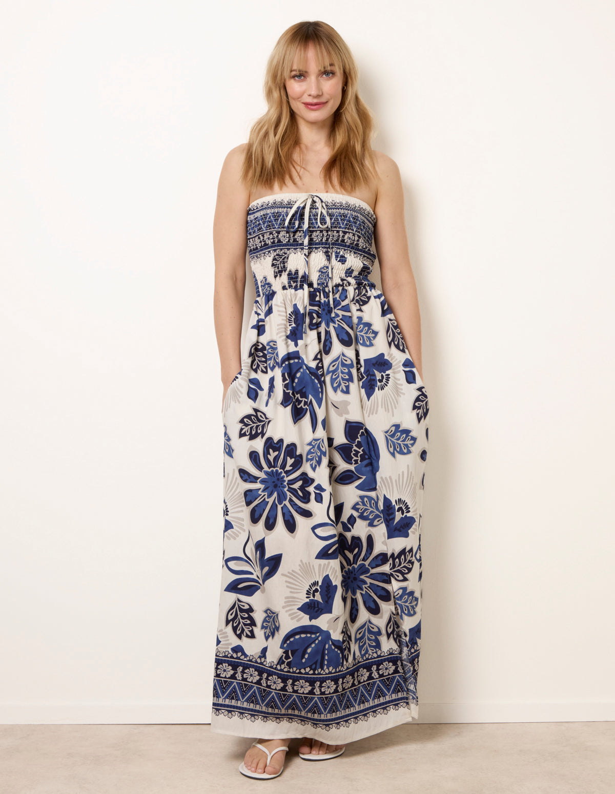 Flower Print Bandeau Maxi Dress