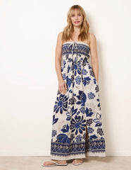 Flower Print Bandeau Maxi Dress