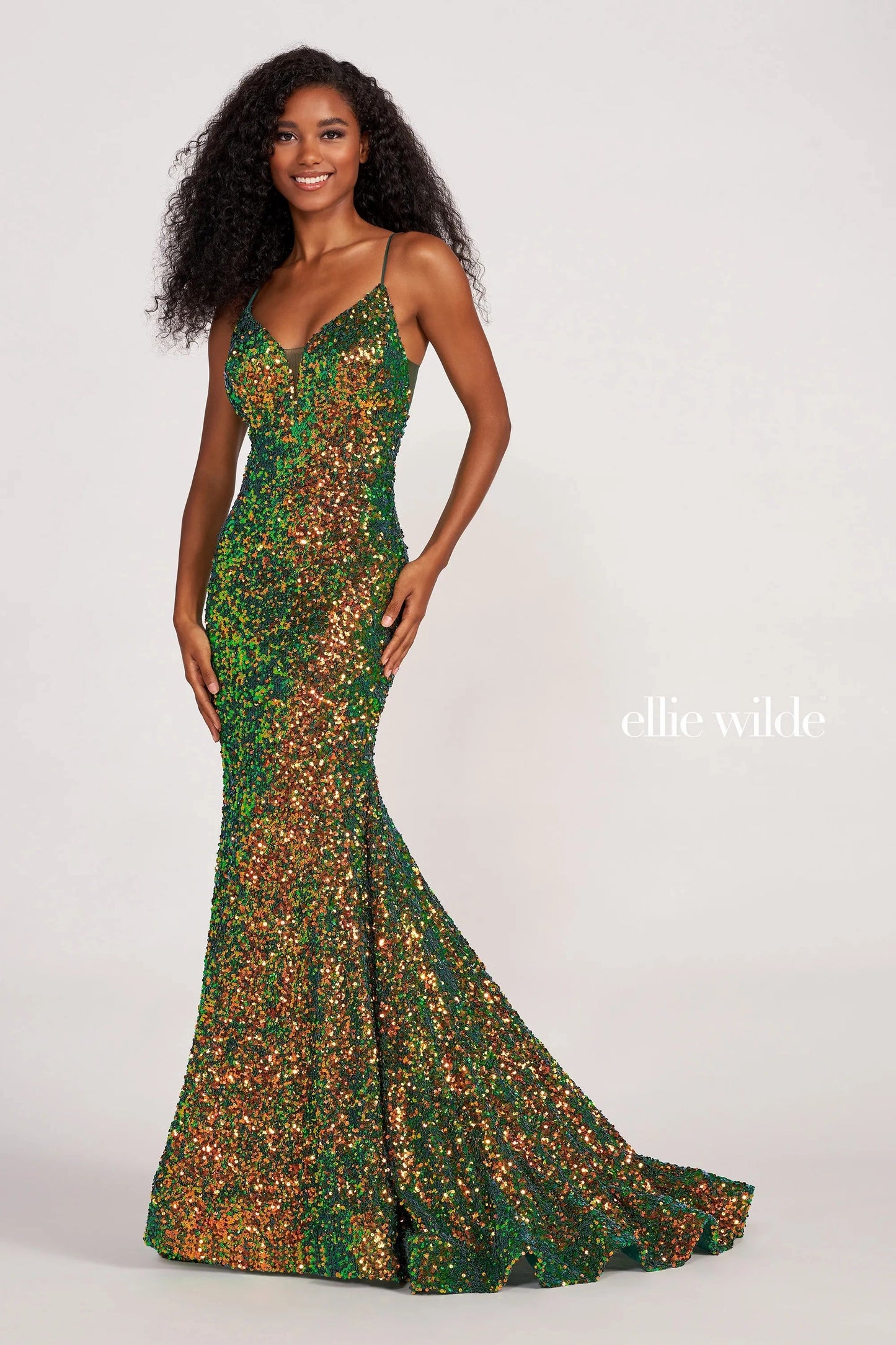 Ellie Wilde EW34016 Long Mermaid Sequin Formal Prom Gown