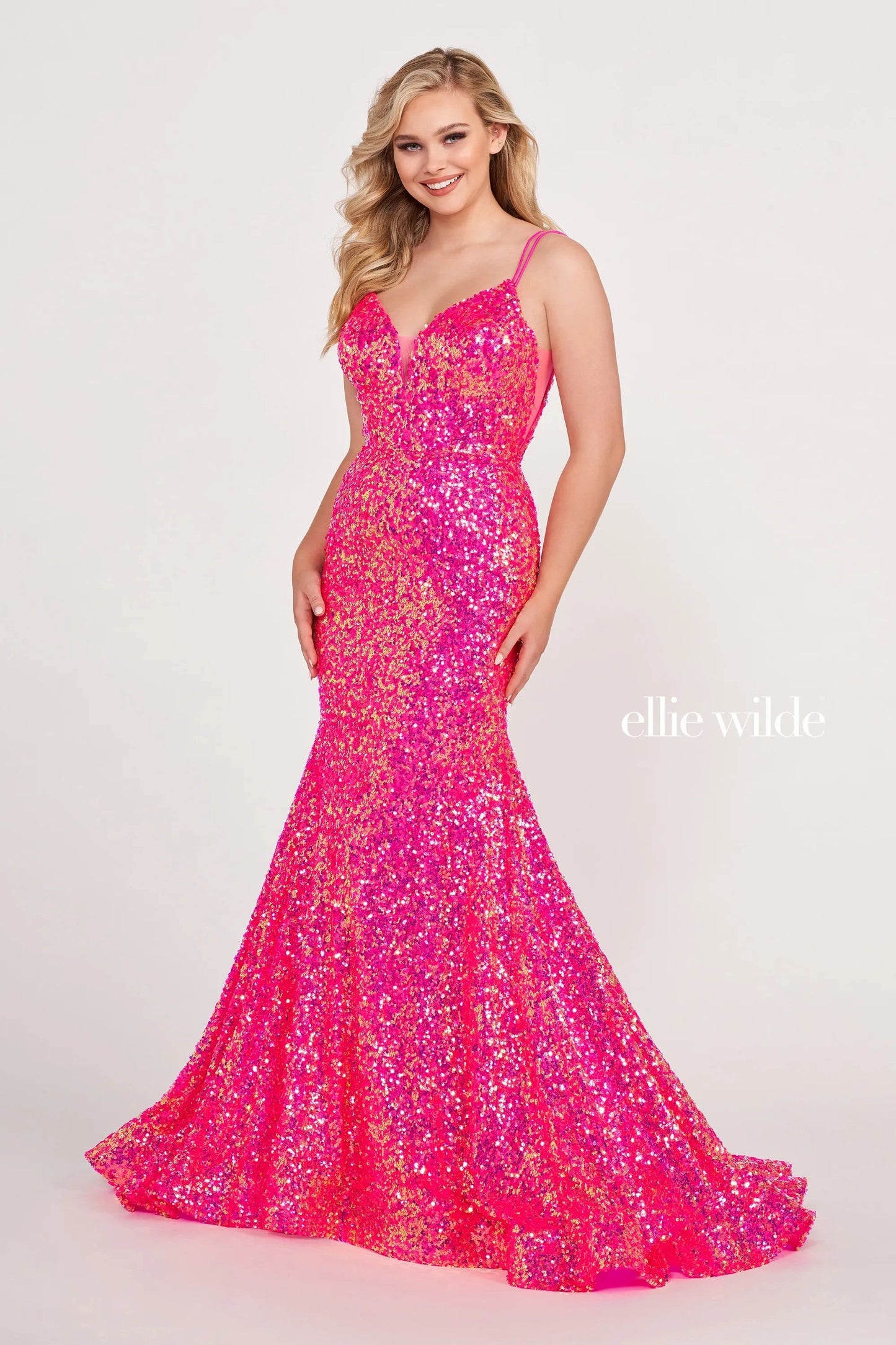 Ellie Wilde EW34016 Long Mermaid Sequin Formal Prom Gown