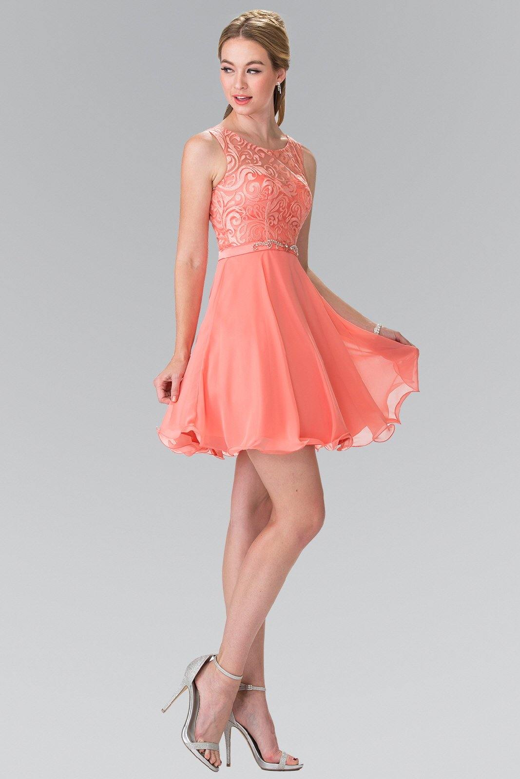 Lace Bodice A Line Short Graduation Dress