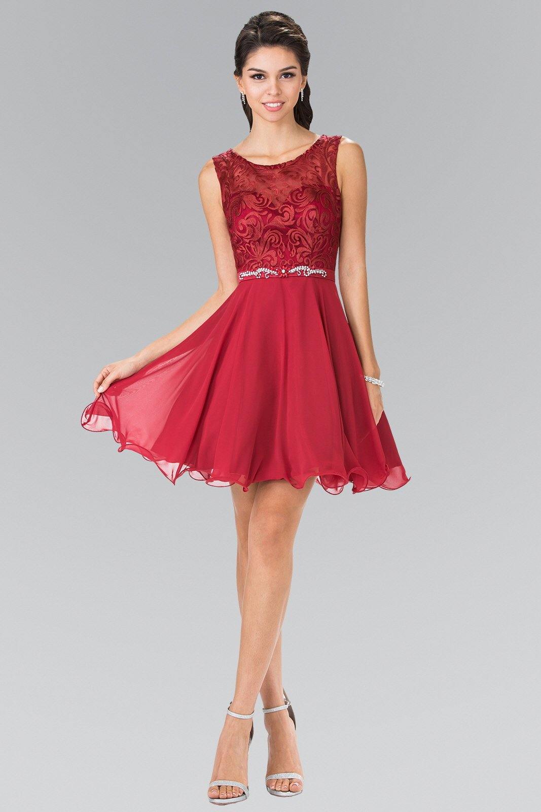 Lace Bodice A Line Short Graduation Dress