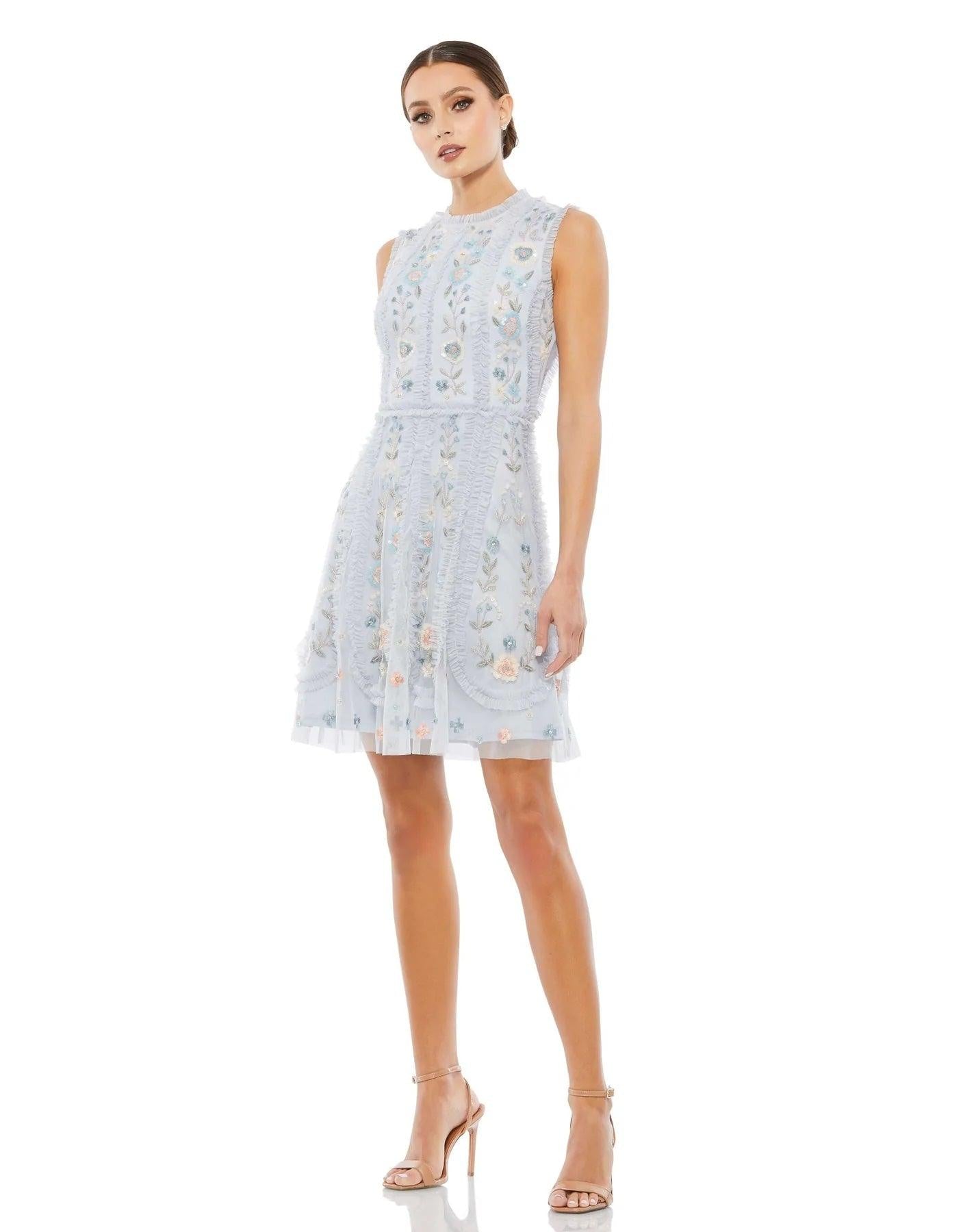 Short Sleeveless Cocktail Dress Sleeveless Detail Mac Duggal 9135