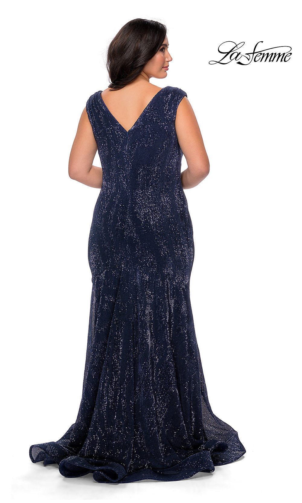 La Femme Sequin Long Plus-Size Formal Dress