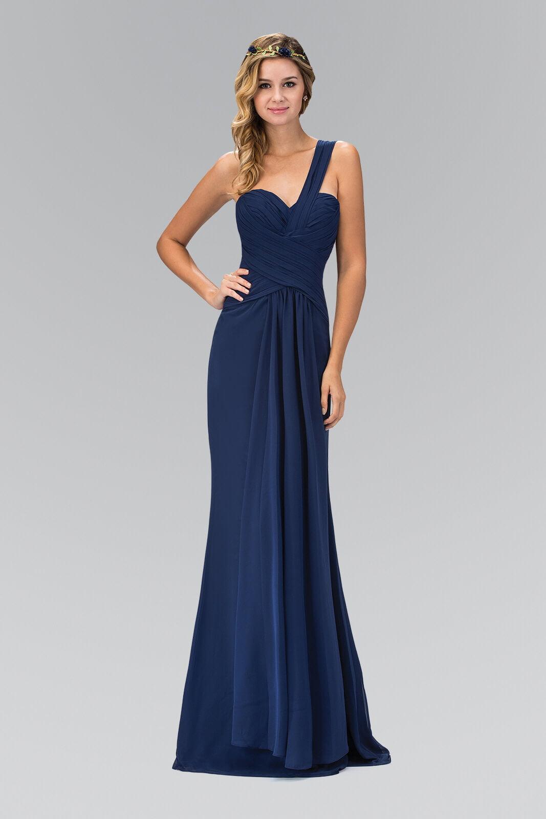 One Shoulder Ruched Long Prom Dress Fomal