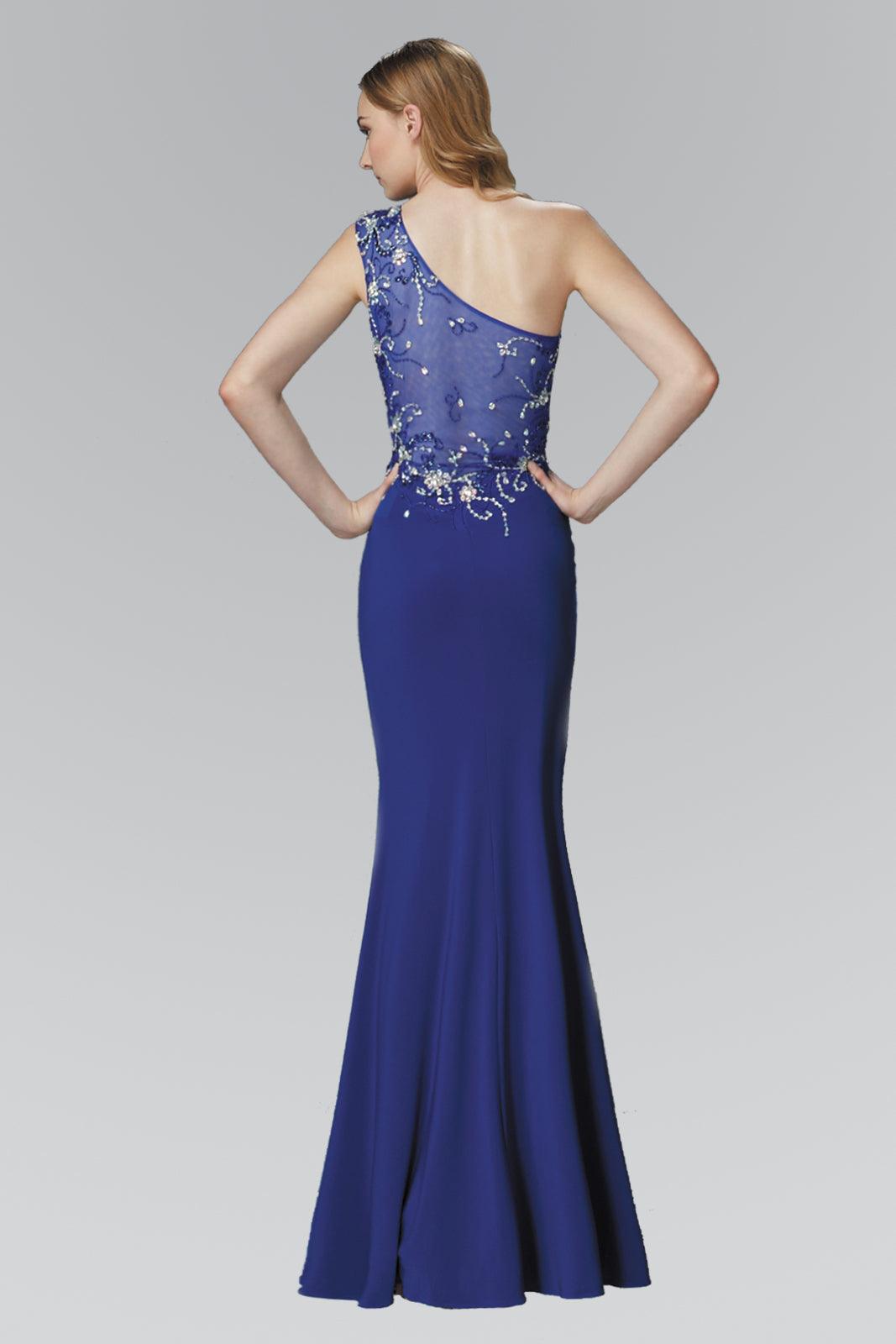 Prom Long Beaded One Shoulder Formal Evening Dress