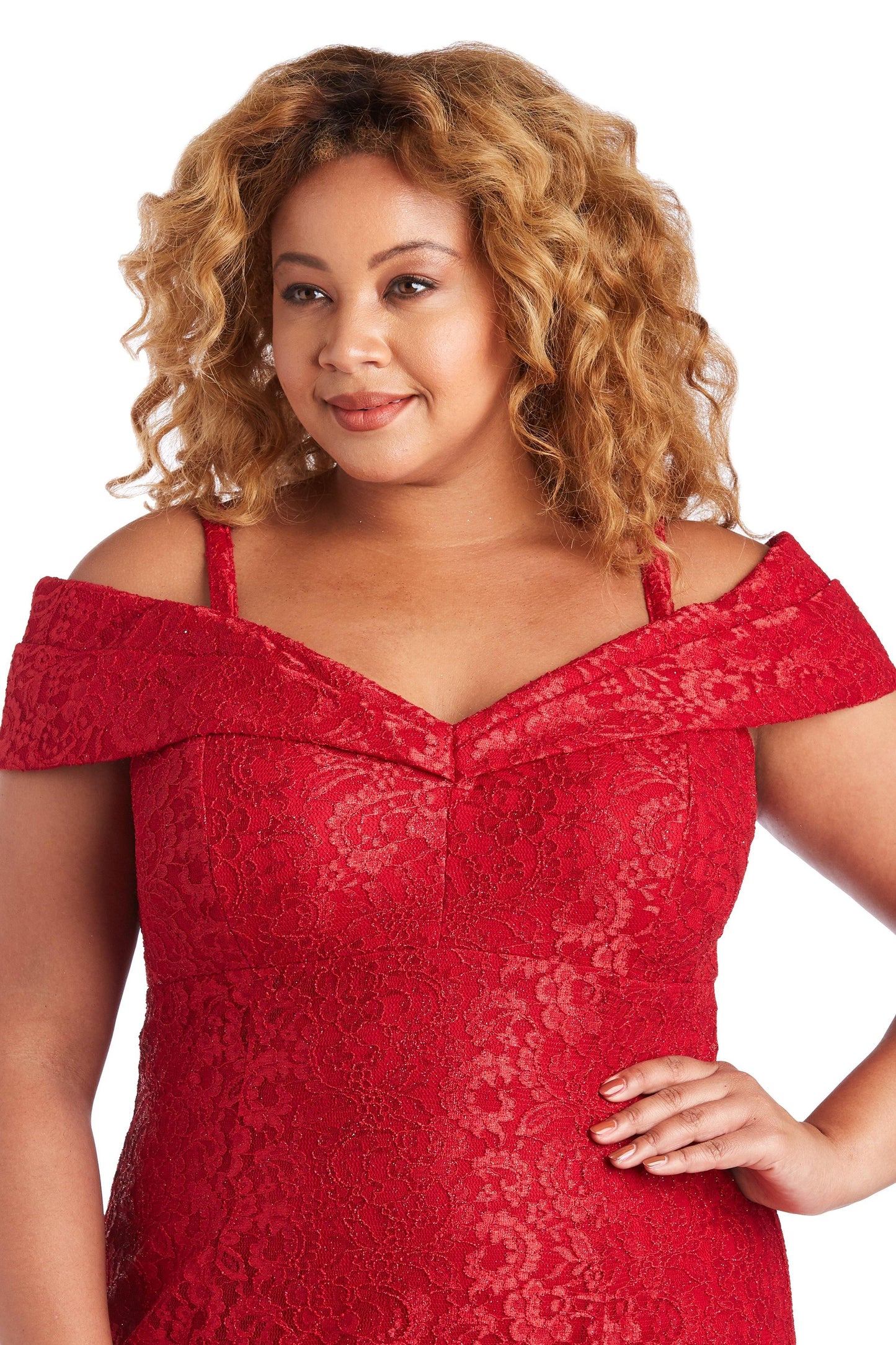 R&M Richards 2047W Formal Plus Size Long Lace Gown