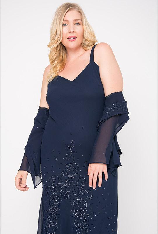 R&M Richards 358260 Plus Size Black Gown Evening Mother of the Bride