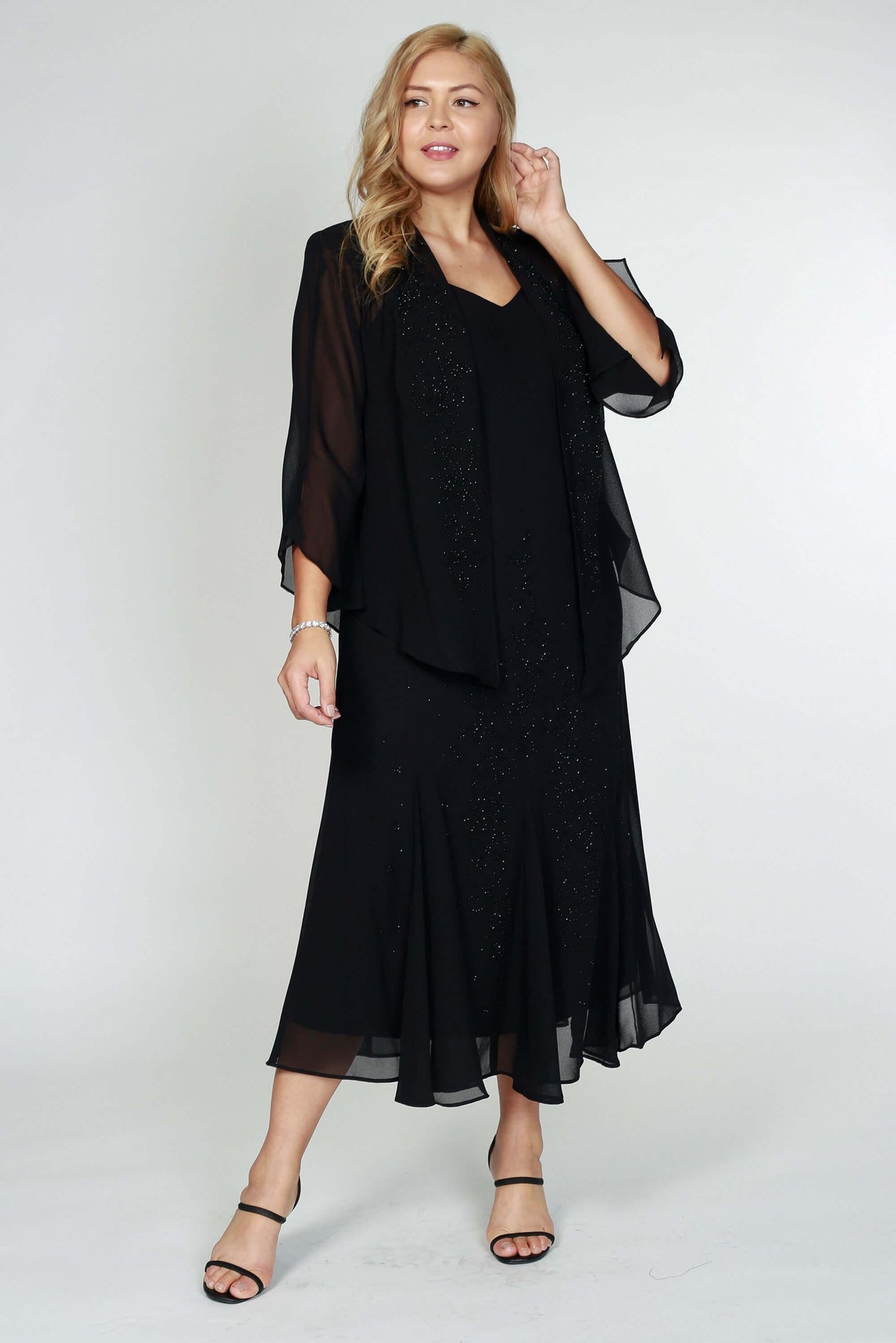 R&M Richards 358260 Plus Size Black Gown Evening Mother of the Bride