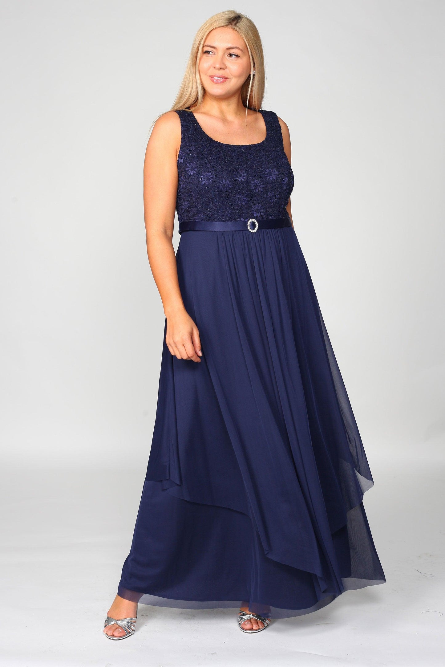 R&M Richards 7300W Plus Size Long Mother of the Bride Formal Jacket Dress