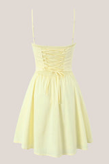 Spaghetti Straps Corset A-Line Mini Dress in Yellow