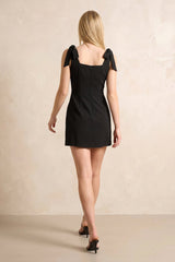 Square Neck Sheath Mini Dress in Black