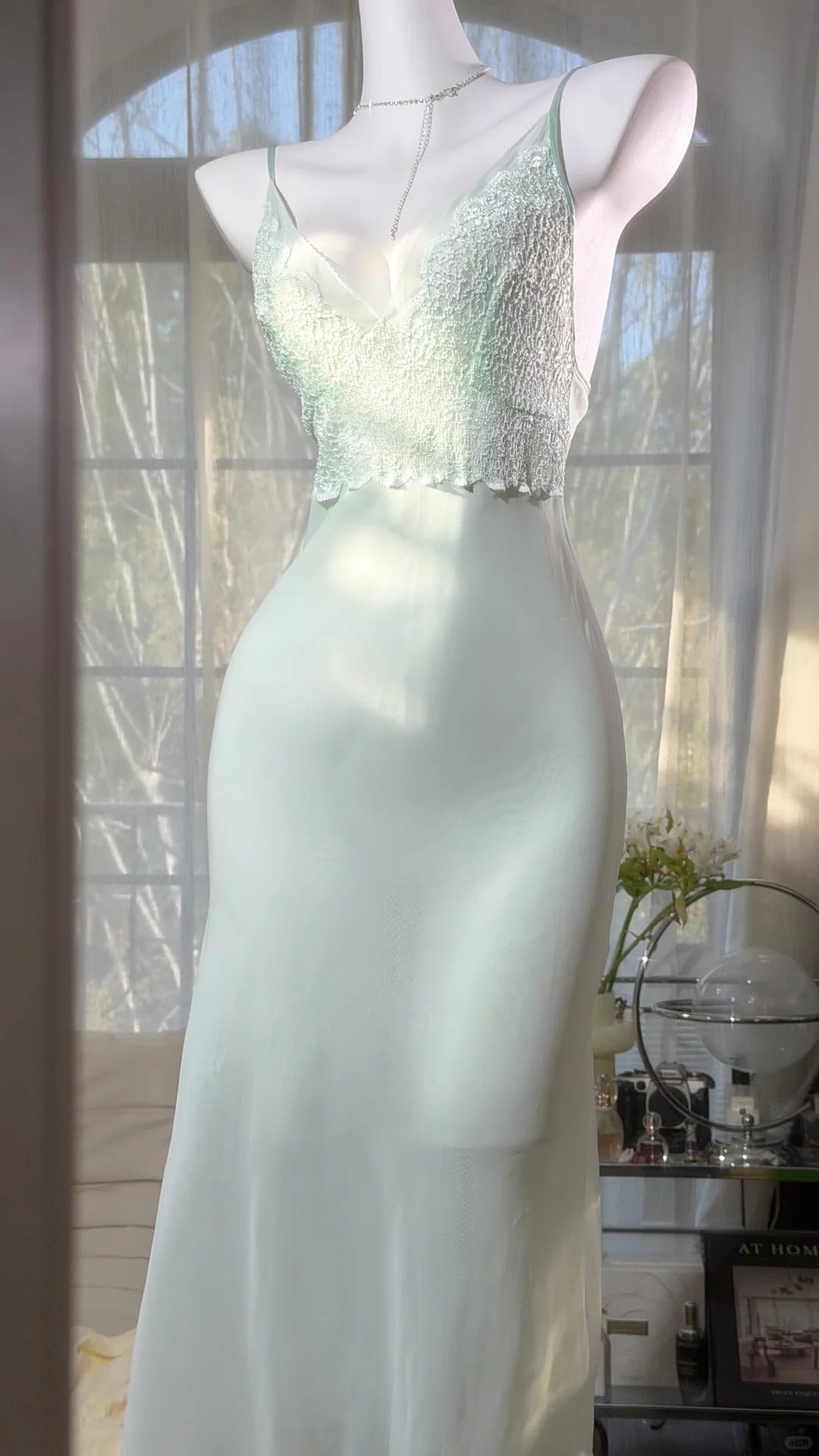 Modest Prom Dresses Sheath Spaghetti Strap Sage Green Chiffon Mid Length Evening Outfits N3520