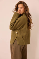 Washed Ashore Knit Sweater - Olive