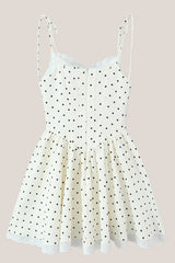 White Polka Dot Cotton A-Line Mini Dress